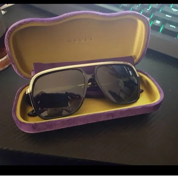 Authentic Gucci Gold Shades! SEXY! Offers accepted Gucci GG1802S 001 Panthos Sunglasses Yellow Gold - eye-oo.com main image 3
